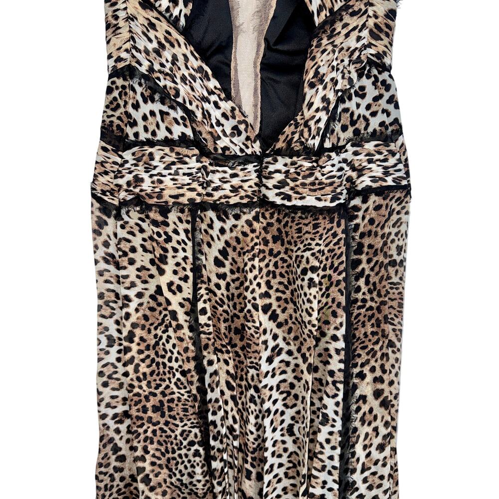 NWT Mandalay Grey Leopard Black Brown Silk Sleeveless Maxi Evening Dress Size 10 - Picture 9 of 16